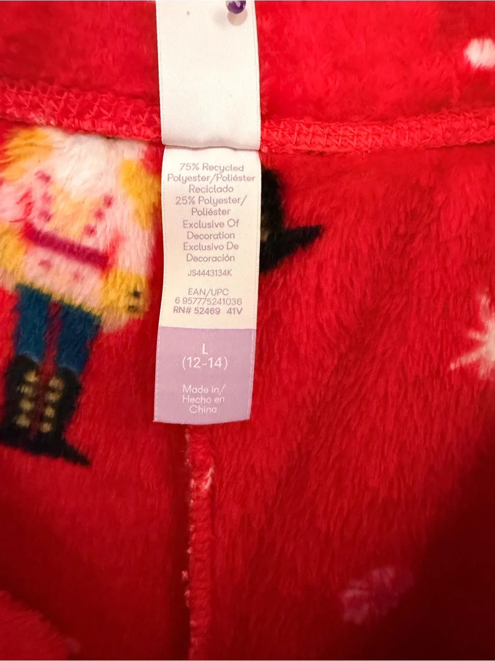 Joyspun Children's Red Nutcracker Fleece Pajama Pants
